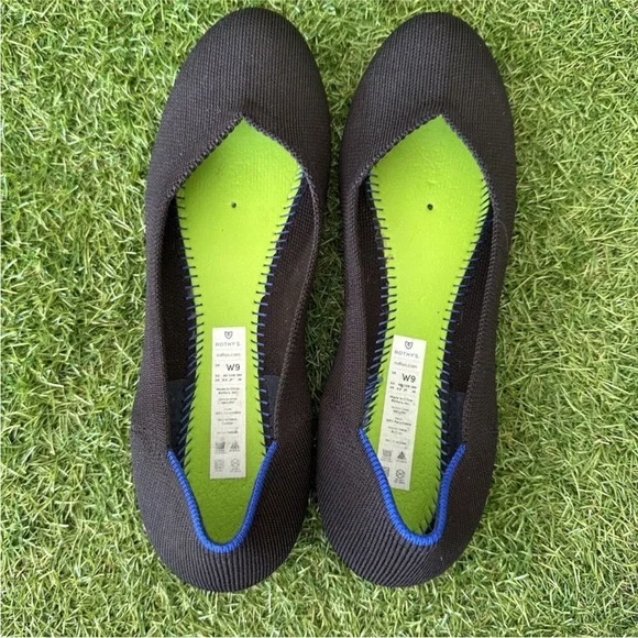 Rothys Ballet Flats Womens Size 9 The Flat Round Toe Women Black Knit Slip On - Picture 7 of 7